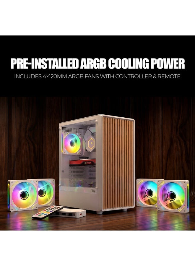TWISTED MINDS Gaming Case, WOODX Mid Tower, Tempered Glass Side Panel, ATX / M-ATX / Mini-ITX Support, Premium Wood Front Panel | TM-WOODX-W white - Image 2