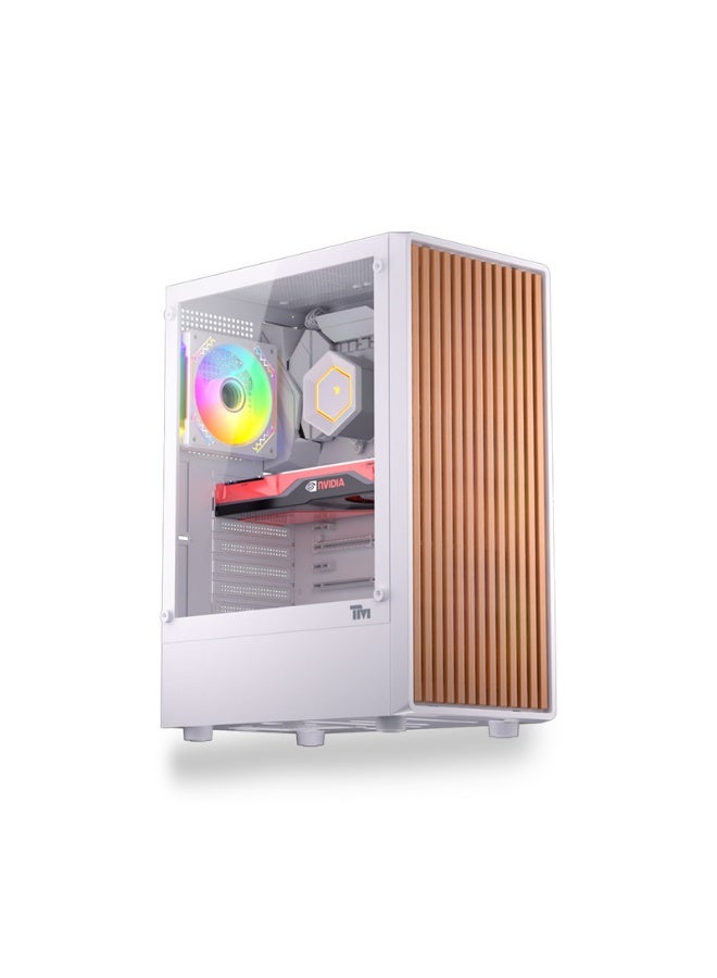 TWISTED MINDS Gaming Case, WOODX Mid Tower, Tempered Glass Side Panel, ATX / M-ATX / Mini-ITX Support, Premium Wood Front Panel | TM-WOODX-W white - Image 1