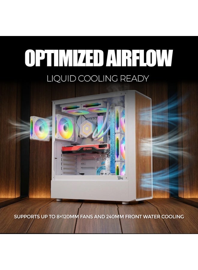 TWISTED MINDS Gaming Case, WOODX Mid Tower, Tempered Glass Side Panel, ATX / M-ATX / Mini-ITX Support, Premium Wood Front Panel | TM-WOODX-W white - Image 3
