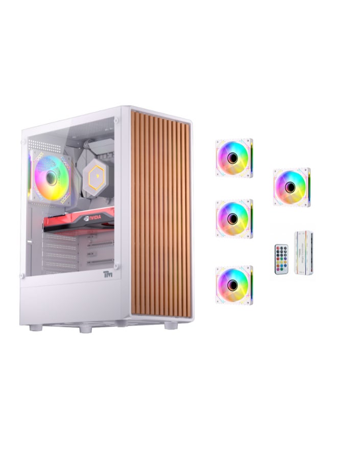 TWISTED MINDS Gaming Case, WOODX Mid Tower, Tempered Glass Side Panel, ATX / M-ATX / Mini-ITX Support, Premium Wood Front Panel | TM-WOODX-W white - Image 1