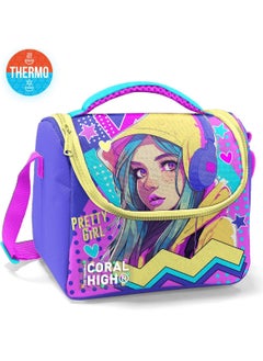 CORAL HIGH Kids Lavender Turquoise Girl Patterned Thermo Lunchbox with Headphones 11871  - Image 3