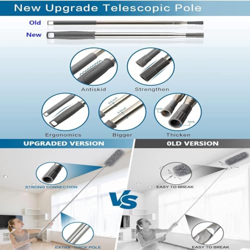 TECH LOGO ELECTRONICS Fan Cleaner Brush with Long Rod | Duster for Home Cleaning | Microfibre Ceiling Cleaning Brush | Extendable Spider Net Cleaning Brush Long Stick | 100 Inch Expandable Pole-Multi (4 in 1 Duster) - Image 2