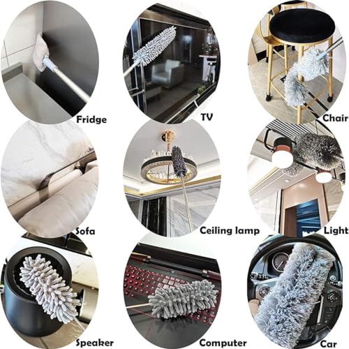 TECH LOGO ELECTRONICS Fan Cleaner Brush with Long Rod | Duster for Home Cleaning | Microfibre Ceiling Cleaning Brush | Extendable Spider Net Cleaning Brush Long Stick | 100 Inch Expandable Pole-Multi (4 in 1 Duster) - Image 4