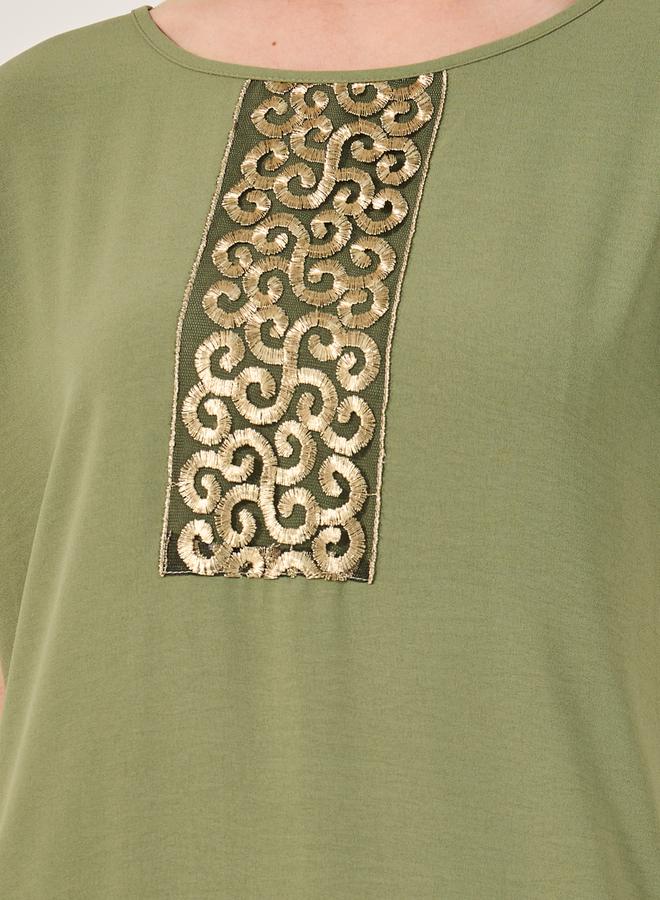 Styli Sequined Embellished Round Neck A-Line Jalabyia  - Image 4