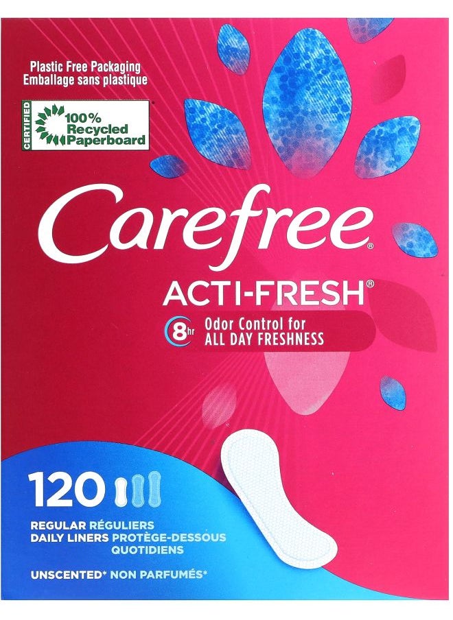 Carefree Acti-Fresh Daily Liners Regular Unscented 120 Liners 