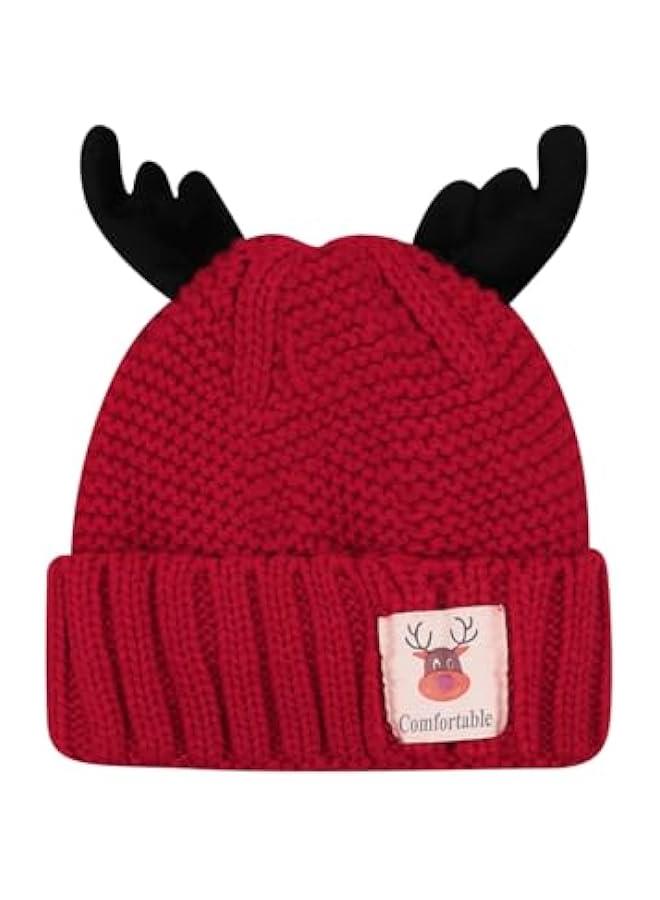 Cute Reindeer Moose Hat Winter Warm Knitted Beanie Cap  Antler Beanie Ski Skull Cap for Women Men - Image 1