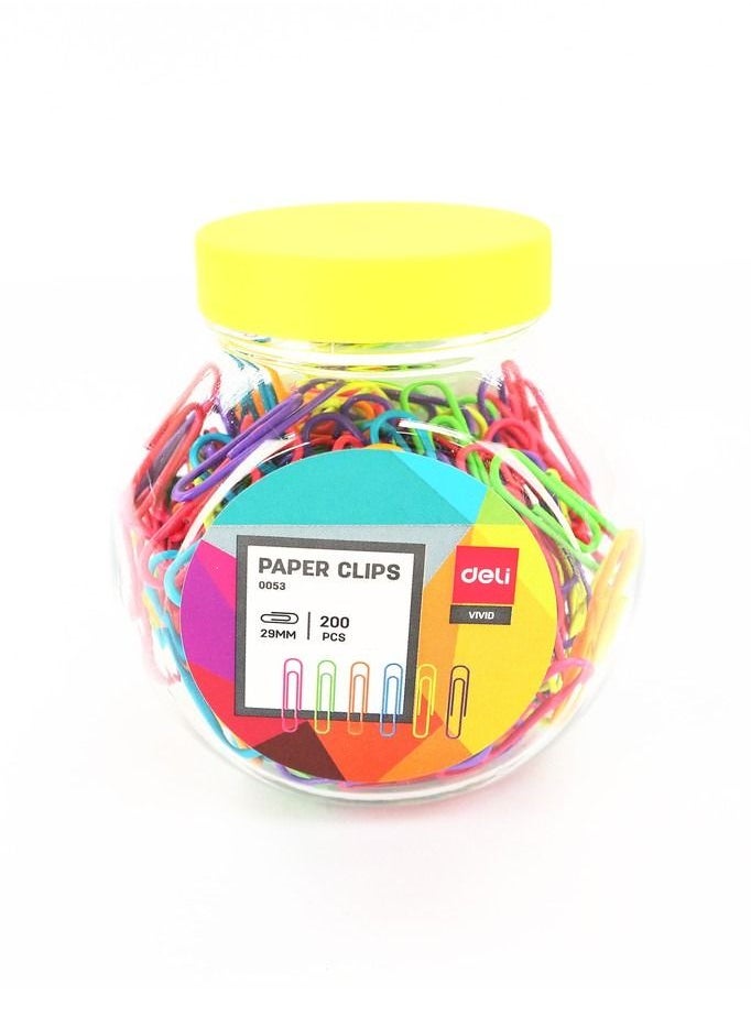 Deli - 200-Piece Paper Clip Set Assorted Colours - Image 1