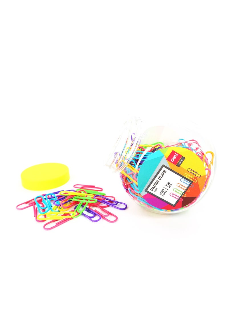 Deli - 200-Piece Paper Clip Set Assorted Colours - Image 1