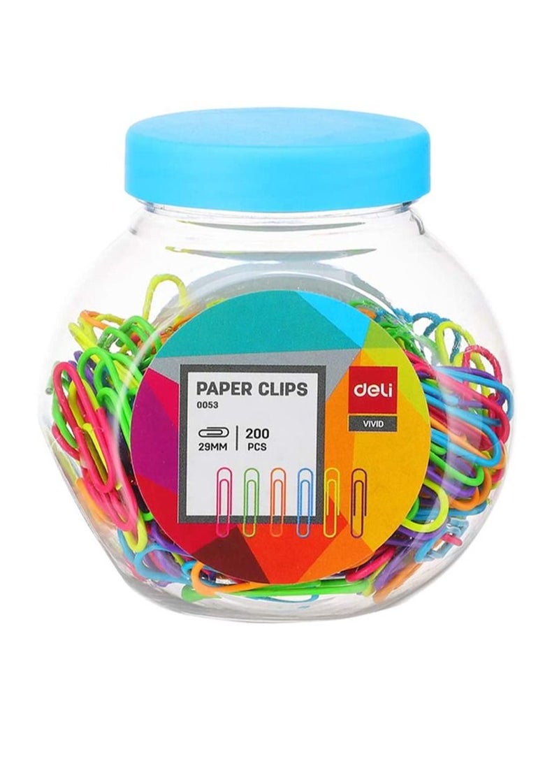 Deli - 200-Piece Paper Clip Set Assorted Colours - Image 1