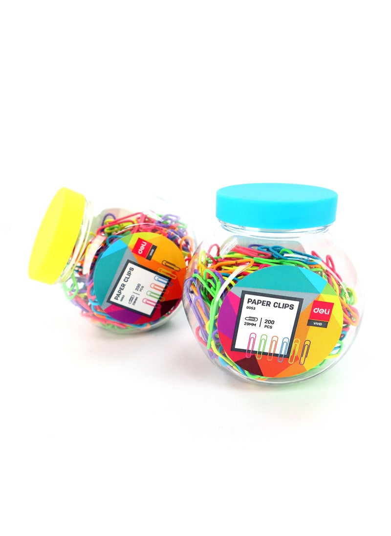 Deli - 200-Piece Paper Clip Set Assorted Colours - Image 1