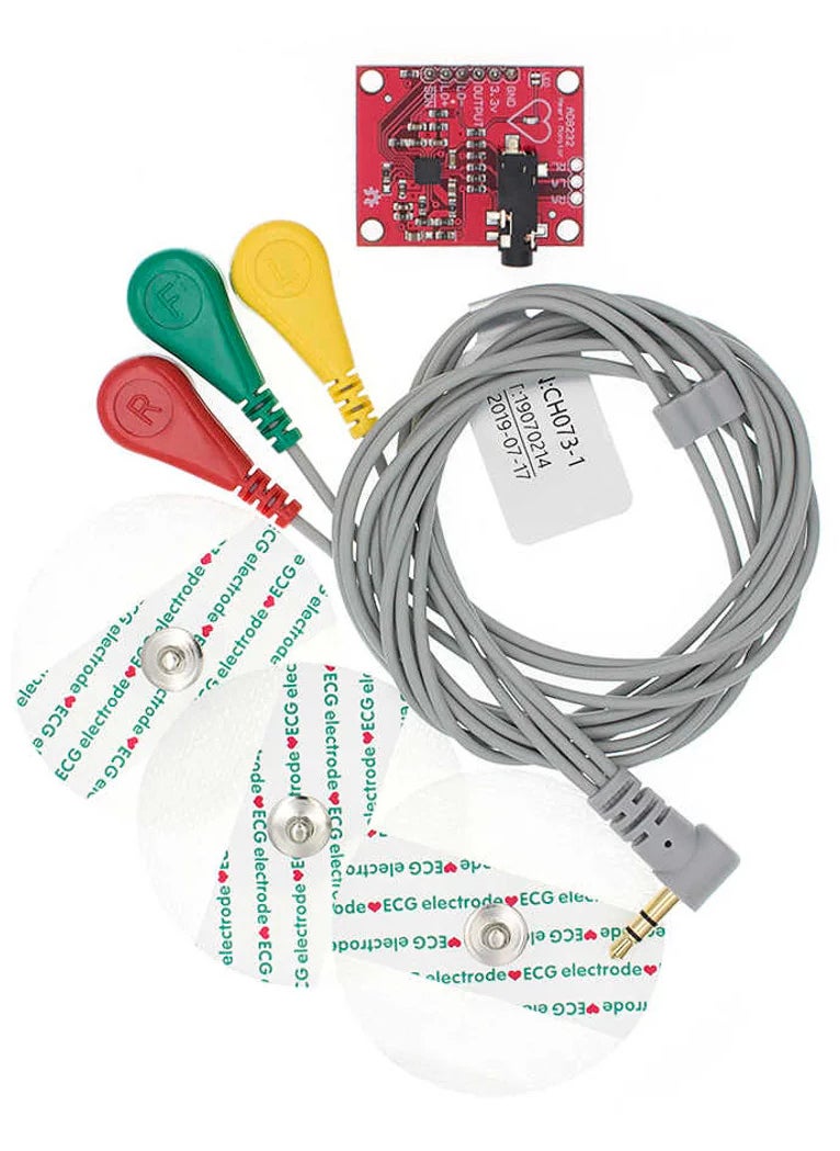 TeleGiga - ECG Module AD8232 ECG Measurement Pulse Heart Rate Monitor Module Kit ECG Monitoring Sensor with Cable For RaspberryPi and Arudino - Image 1