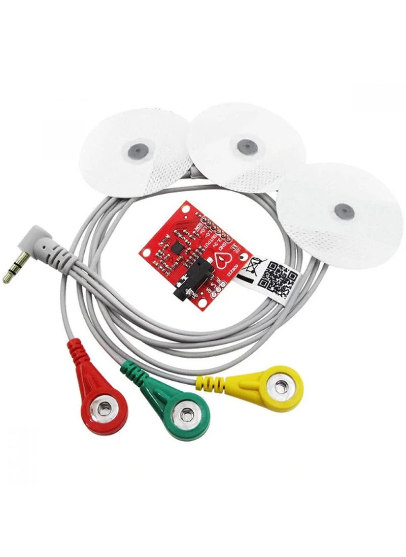 TeleGiga - ECG Module AD8232 ECG Measurement Pulse Heart Rate Monitor Module Kit ECG Monitoring Sensor with Cable For RaspberryPi and Arudino - Image 1