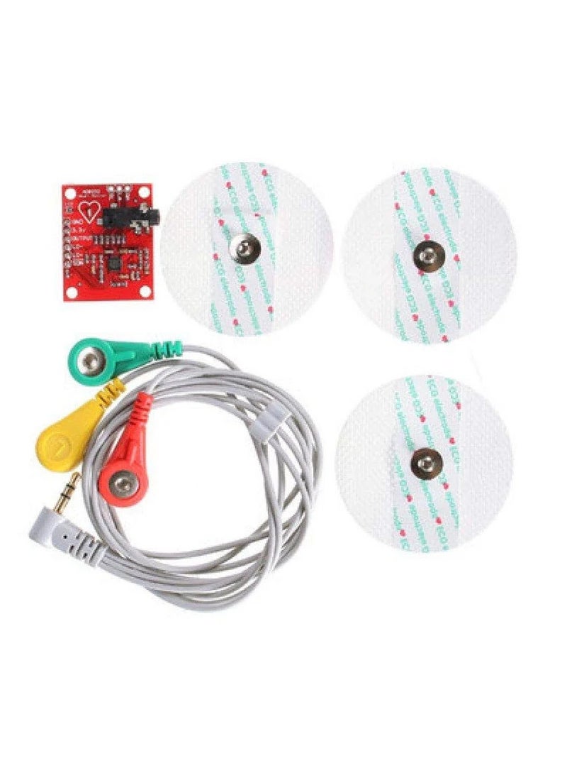 TeleGiga - ECG Module AD8232 ECG Measurement Pulse Heart Rate Monitor Module Kit ECG Monitoring Sensor with Cable For RaspberryPi and Arudino - Image 1