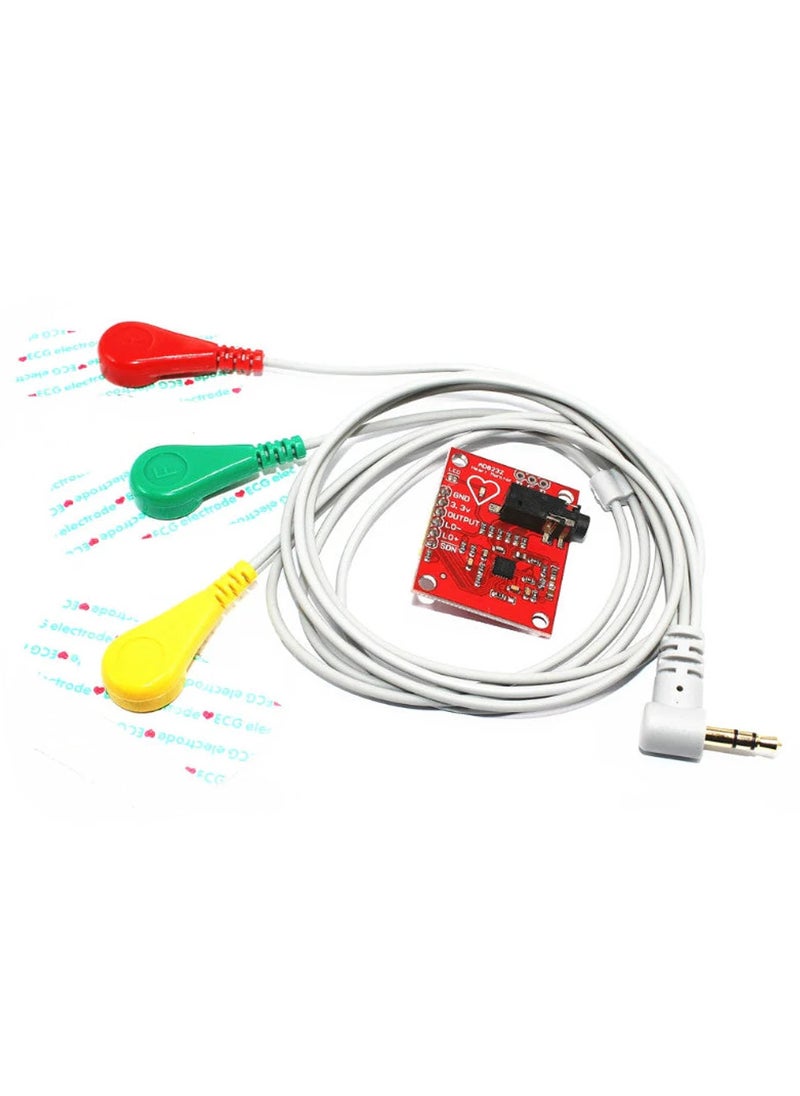 TeleGiga - ECG Module AD8232 ECG Measurement Pulse Heart Rate Monitor Module Kit ECG Monitoring Sensor with Cable For RaspberryPi and Arudino - Image 1