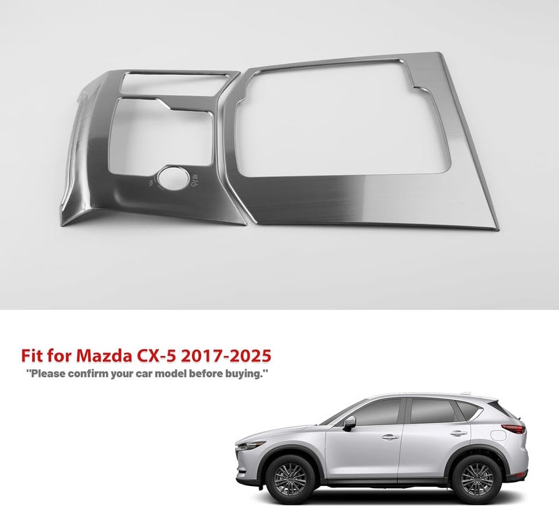 ANFOKAS ستانلس ستيل فضي مقود يسار لمازدا CX-5 2017-2022 إكسسوارات، قطعتان - Image 2