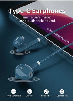 Generic In-Ear Noise Cancelling Headphones With Microphone For IPhone 15 Pro Max Samsung S24 Ultra A53 A54 S23 FE S22 S21 - Blue  - Image 2