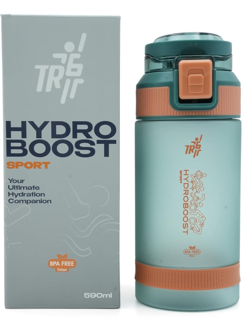 TR6 Sport Frosted Water Bottle BPA Free Leak Proof Flip Lock Lid Temp Resistant 10°C to 80°C Carry Holder Matte Finish Hydration Bottle for Fitness Office Travel School Outdoor (Turqoise Blue, 580 ML) - Image 3