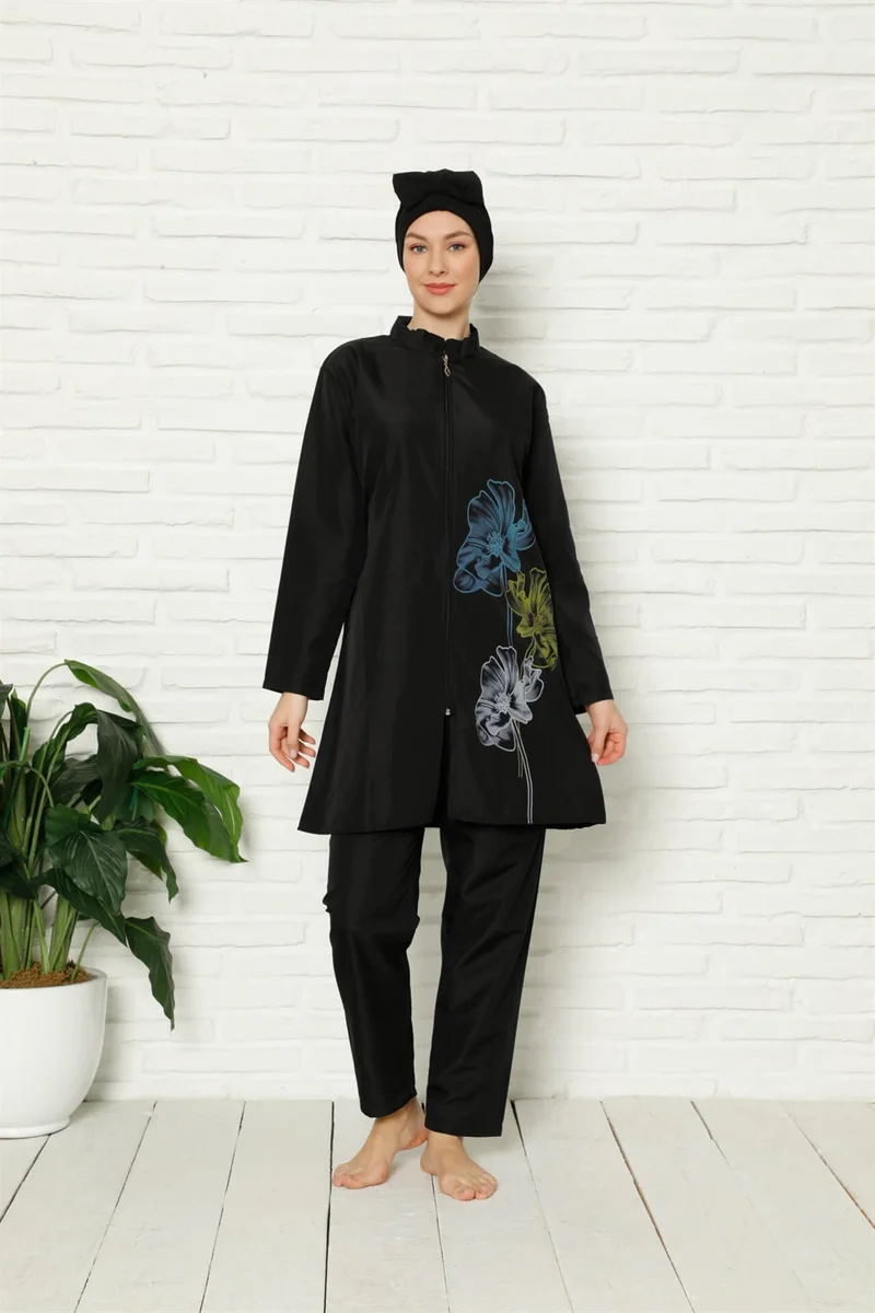 Akbeniz Full Hijab Floral Printed Swimsuit 31009