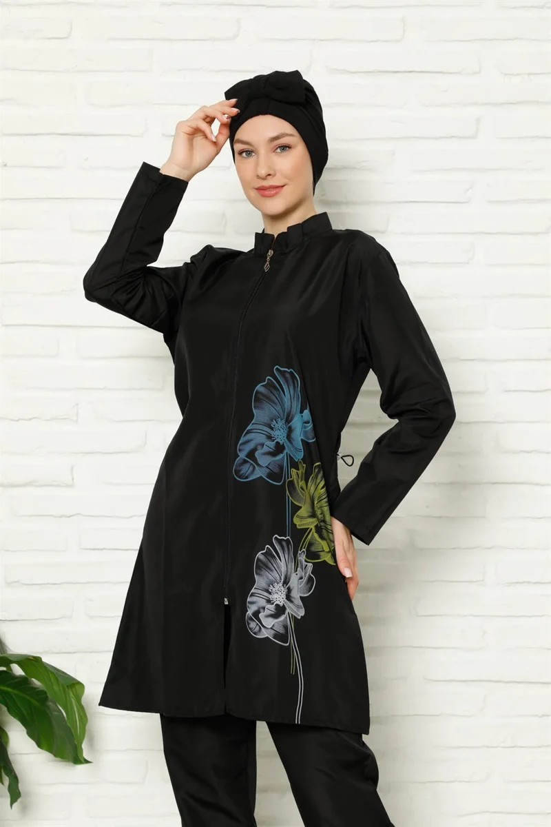 Akbeniz Full Hijab Floral Printed Swimsuit 31009