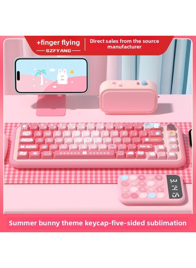 Loquat Summer Rabbit Original Keycap MDA Highly Personalized Pbt Thermal Sublimation Mechanical Keyboard Cap-Color:Summer Rabbit MDA Height 138 Key Small Full Set - Image 2