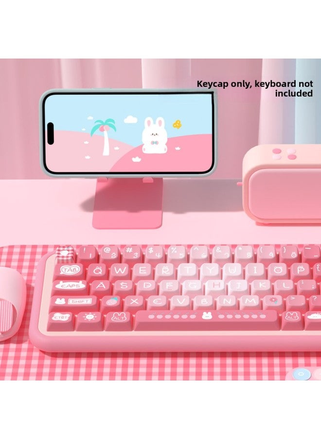 Loquat Summer Rabbit Original Keycap MDA Highly Personalized Pbt Thermal Sublimation Mechanical Keyboard Cap-Color:Summer Rabbit MDA Height 138 Key Small Full Set - Image 4