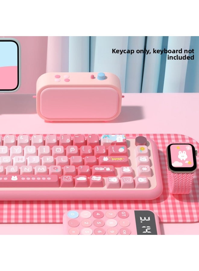 Loquat Summer Rabbit Original Keycap MDA Highly Personalized Pbt Thermal Sublimation Mechanical Keyboard Cap-Color:Summer Rabbit MDA Height 138 Key Small Full Set - Image 5