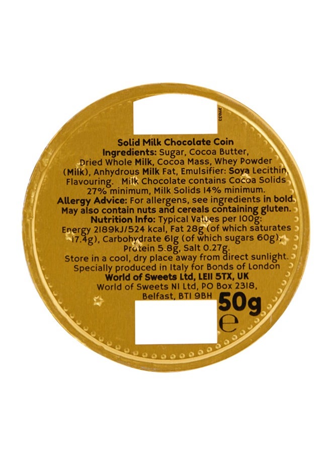 BONDS - Giant Santa Coin Gold Foiled Milk Chocolate Novelty 50grams - Image 1