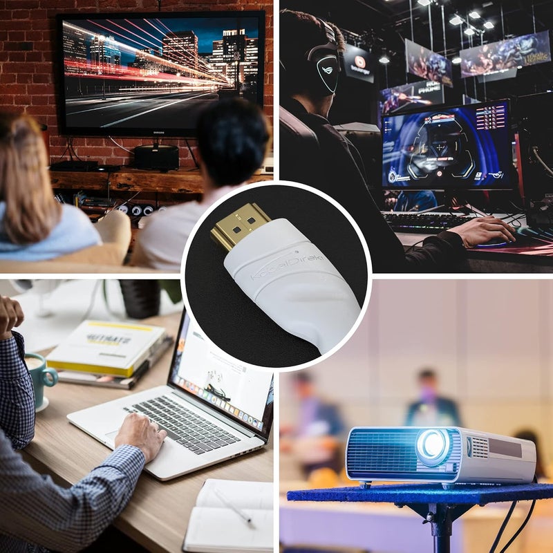كيبل دايركت – كابل HDMI بدقة 8K و 4K – 15 متر – مصمم في ألمانيا – يدعم 4K@60Hz، UHD، Ethernet – للتلفزيون عالي الدقة، الكمبيوتر، PS5، Xbox، Switch وجميع أجهزة HDMI الأخرى، أبيض - Image 3