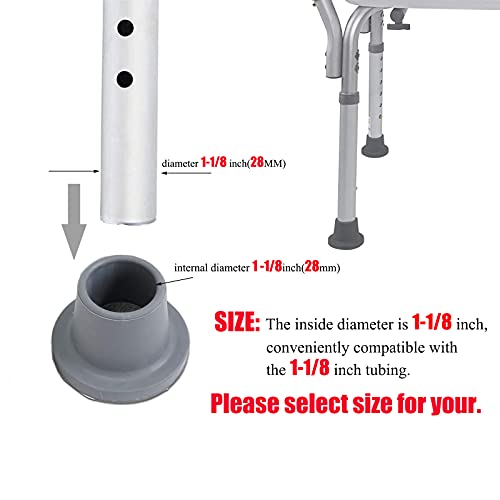 RAIKEDR Replacement Feet for Shower Chair Bath Seat, Shower stools and Transfer Bench, Non-Skid Shower Bench and Tub Transfer Benches Rubber Suction Cup Feet, Metal Insert Reinforced (1-1/8" I.D, Grey) - Image 5