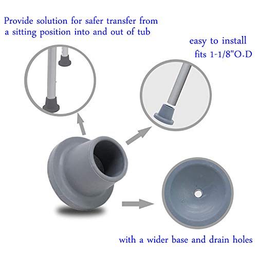 RAIKEDR Replacement Feet for Shower Chair Bath Seat, Shower stools and Transfer Bench, Non-Skid Shower Bench and Tub Transfer Benches Rubber Suction Cup Feet, Metal Insert Reinforced (1-1/8" I.D, Grey) - Image 3