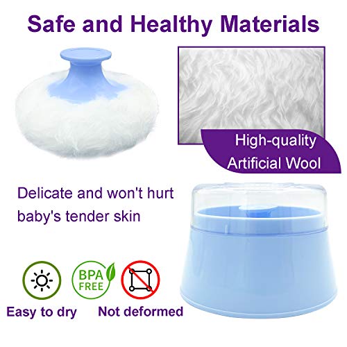 Aurasin BPA Free Baby Powder Puff Box, Large 2.8" Fluffy Body After-Bath Powder Case, Baby Care Face/Body Villus Powder Puff Container, Makeup Cosmetic Talcum Powder Container with Hand Holder (Green) - Image 4