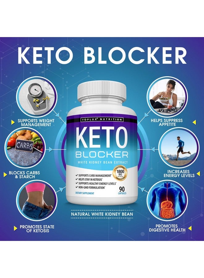 Toplux Keto Blocker Pills White Kidney Bean Extract - 1800 mg Natural Ketosis, Support Keto Diet, for Men Women, 90 Capsules, Supplement - Image 2