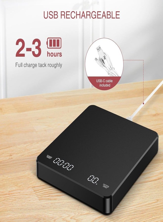 غادجيترونيكس ميزان قهوة ذكي من Gadgetronics مزود بمؤقت، ميزان رقمي قابل لإعادة الشحن لوزن القهوة، من 0.1 غرام إلى 3 كيلوغرامات، شاشة لمس LED | قابل لإعادة الشحن عبر منفذ USB، مقاوم للحرارة، مثالي لمحترفي تحضير القهوة والتحضير اليدوي. - Image 4