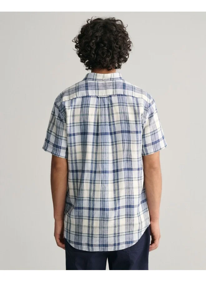 GANT Gant Regular Fit Madras Linen Short Sleeve Shirt
