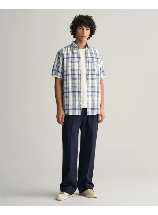 GANT Gant Regular Fit Madras Linen Short Sleeve Shirt