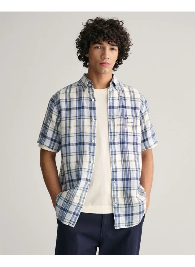 GANT Gant Regular Fit Madras Linen Short Sleeve Shirt