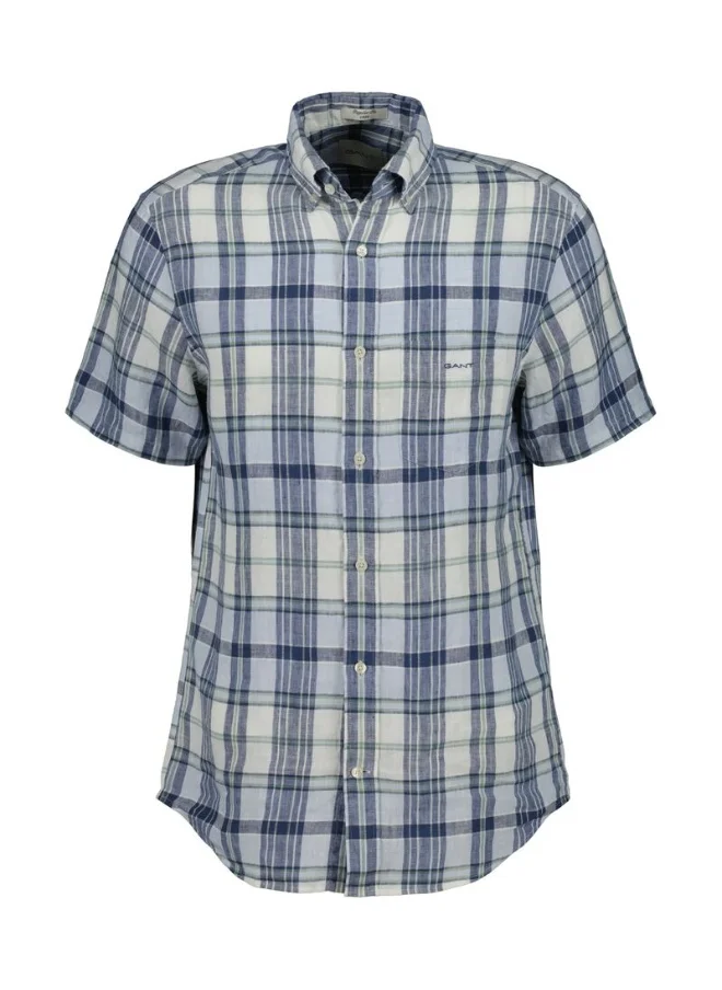 GANT Gant Regular Fit Madras Linen Short Sleeve Shirt