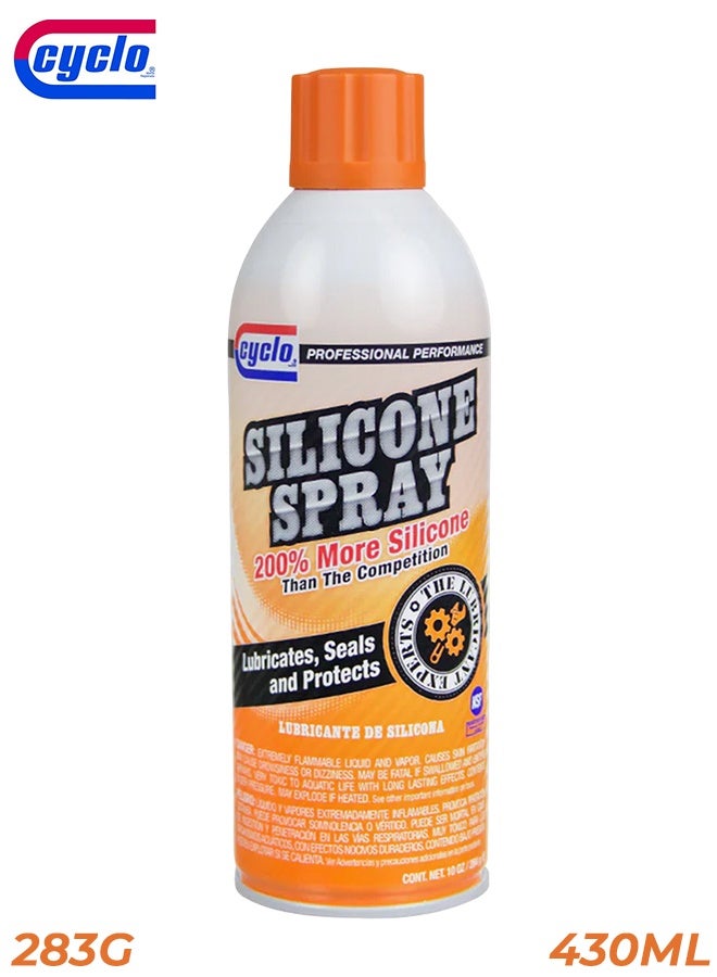 Cyclo Silicone Spray Lubricant 430ml (10oz) – 200% More Silicone, Long-Lasting Lubrication for Sliding Windows, Doors, Locks, Hinges, Rubber & Metal Parts – Reduces Friction, Prevents Rust, Repels Dust & Moisture, Non-Staining Clear Formula - Image 1