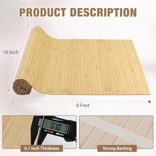 EYAYEN Natural Bamboo Wall Panel Covering Roll, Flexible Pole Wrap Wainscoting Interior Wall Cladding Panel for Kitchen Island, Ceiling Tile, Bedroom, Living Room Decor (16" H x 96" L, Natural) - Image 3