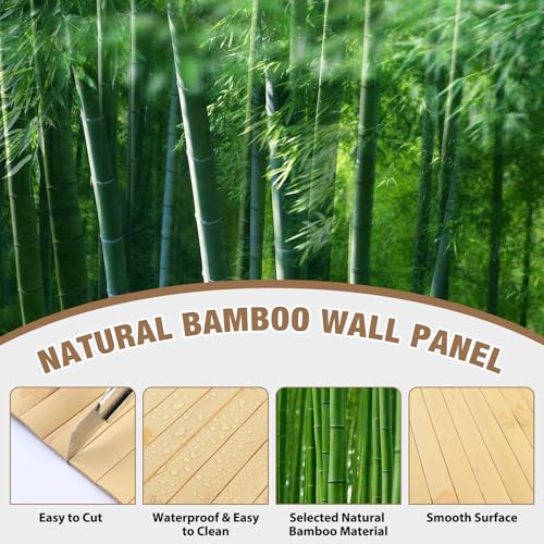 EYAYEN Natural Bamboo Wall Panel Covering Roll, Flexible Pole Wrap Wainscoting Interior Wall Cladding Panel for Kitchen Island, Ceiling Tile, Bedroom, Living Room Decor (16" H x 96" L, Natural) - Image 2