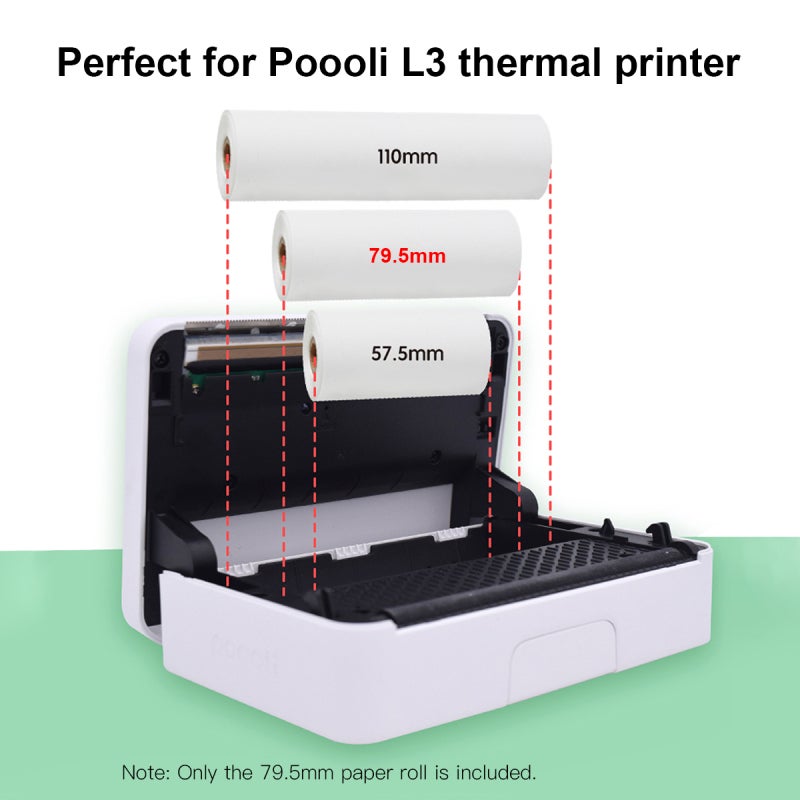 Self-adhesive Thermal Paper Roll 79.5*30mm 3 Rolls/pack - Strong Adhesive Clear Printing Thermal Paper Sticker - 10-Year Long Term Storage for Poooli L3 Thermal Printer, School, Home Office Use - Image 3