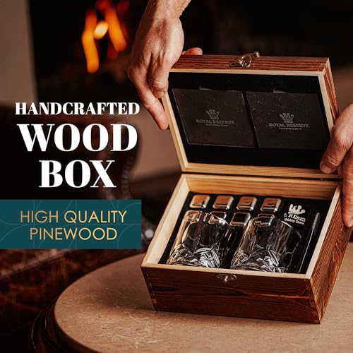 Royal Reserve Whiskey Set by Royal Reserve – Whiskey Glasses, Stainless Chilling Stones, Coasters, Tongs - Whiskey Stones Gift Set for Men Husband Dad Boyfriend - Image 4
