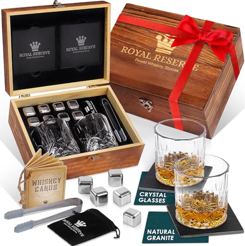 Royal Reserve Whiskey Set by Royal Reserve – Whiskey Glasses, Stainless Chilling Stones, Coasters, Tongs - Whiskey Stones Gift Set for Men Husband Dad Boyfriend - Image 1