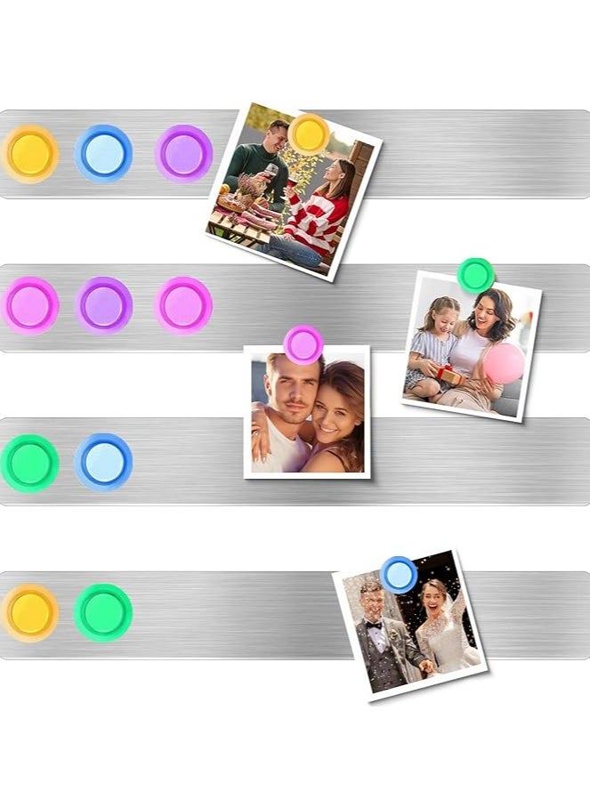 Beauenty 4PCS Magnetic Bulletin Board, Frameless Iron Board Strips Memo Board Bar Adhesive Backing Stainless Whiteboard Strips for Walls,Metal Strip for Magnets,16PCS Magnet for Classroom Office Kitchen  - Image 1