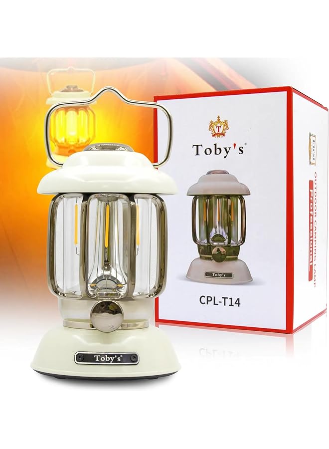 Toby's CPL T14 LED Camping Lantern Rechargeable Retro Metal Camping Light Battery Operated Dimmable Candle Lamp Portable Outdoor Tent Light Bulb Emergency Lighting for Power Failure Outage - Image 1