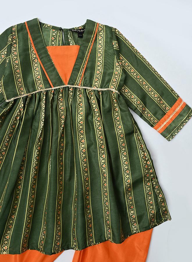 Bella Moda Girls Ethic Motifs Print Kurta and Pants Set - Image 3