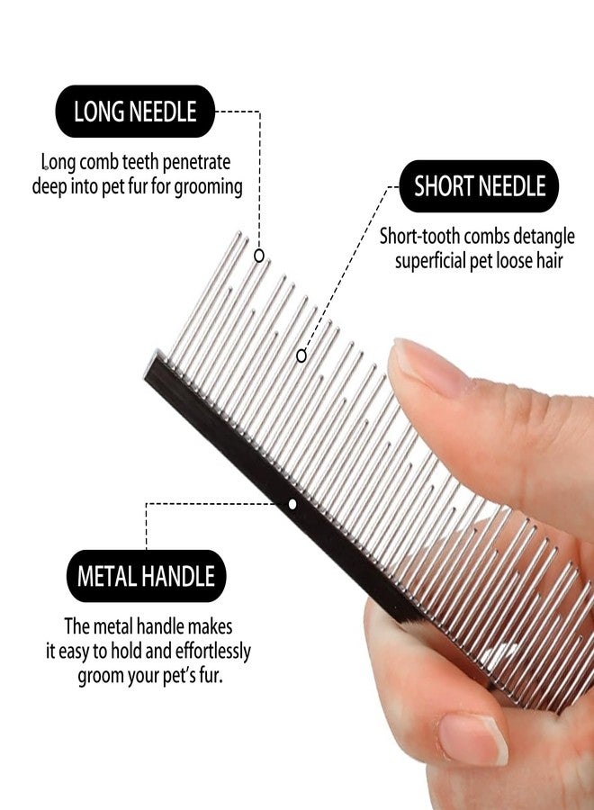 Histotree Professional Pet Stainless Steel Comb Long&Short Tooth Dog Dematting Com Flea Comb Pet Grooming Tool for Dogs and Cats Remove Loose Hair Mats Knots Tangles Dirt Fleas 6.1in/15.5cm - Image 2