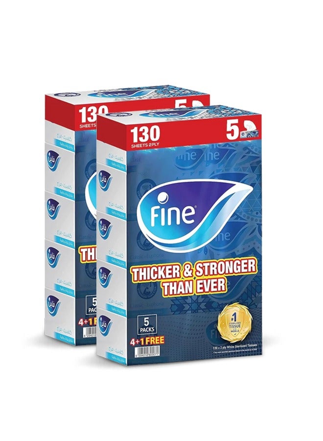 Fine Classic Euphoria Tissue 130 Sheets 2 Ply Pack of 10 - Image 1