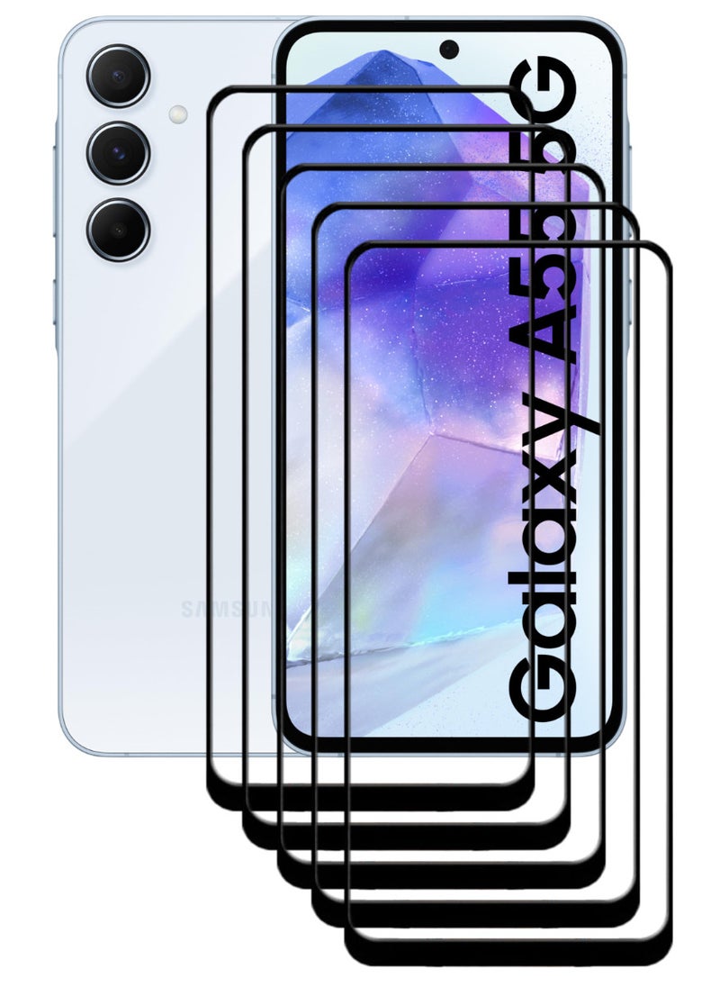 ACLIX 5 Pieces Antistatic ESD Dustproof Premium Quality High Definition Tempered Glass Screen Protector Designed For Samsung Galaxy A55 - Image 1