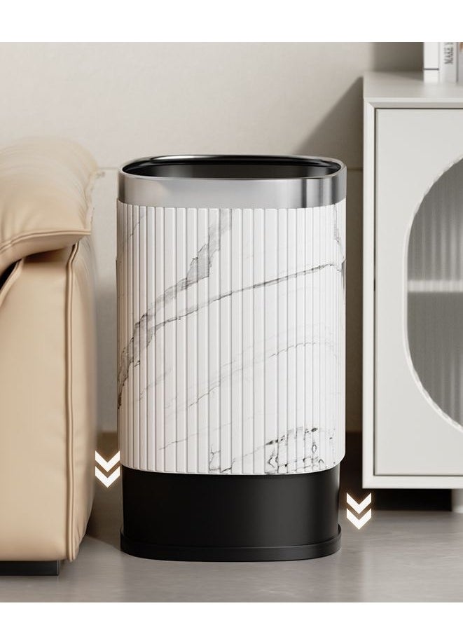 Generic - Waste Bin Square Garbage Bin Bathroom Wastebasket Plastic Large capacity Trash Can for Living Room Kitchen Bathroom（Grey silvery circle）12L - Image 1